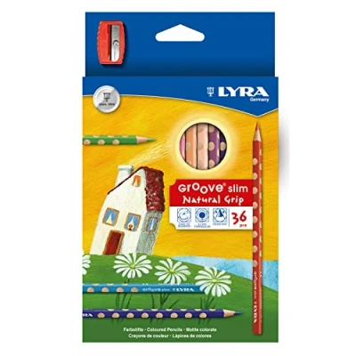 Imagen de Lyra Groove Slim Estuche 36 lápices de colores y mina 3.3 mm diámetro sacapuntas, Multicolor