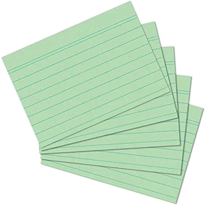 Imagen de Exacompta 38083SB Paquete de 100 fichas cartulina rayadas sin perforar en film compatibles con impresoras inkjet, láser y fotocopiadoras formato 55 x 74 mm color verde