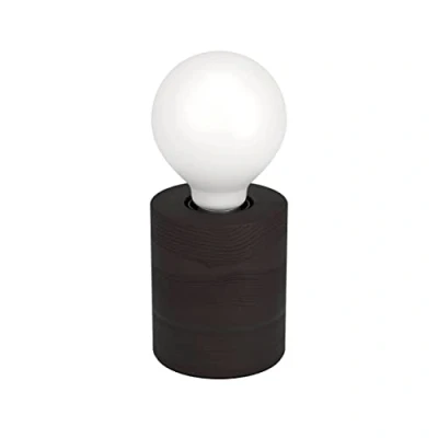 Imagen de Eglo lámpara de mesa Turialdo 1, deco, luminaria en forma cilindro madera negro mate, FSC100HB, luz para sala y dormitorio, casquillo E27