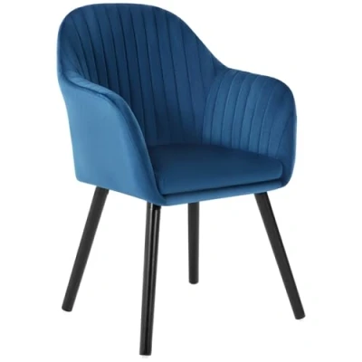 Imagen de WOLTU 1x Sillas de Comedor Nordicas Estilo Vintage Juego 1, Cocina Tapizada con Reposabrazos en Terciopelo, Estructura Madera Escritorio Azul BH259bl 1