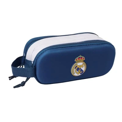 Imagen de Safta Real Madrid 3D Portatodo Doble 3D, Estuche Infantil, Niño, Ideal para Niños en Edad Escolar, Cómodo y Versátil, Calidad Resistencia, 21x6x8 cm