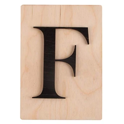 Imagen de Rayher Letra de madera F en 3D, negro, 10,5x14,8 cm, sobre cuadro madera, 63097576