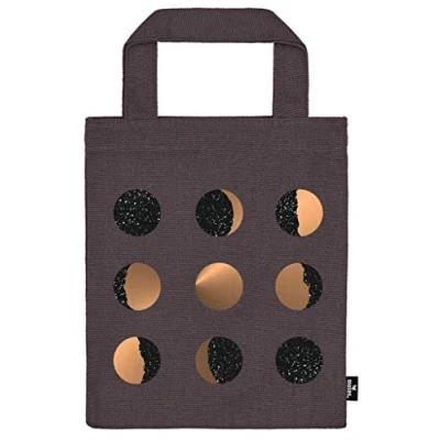 Imagen de moses. libri_x Bolsa para Libros con Fases de la Luna, pequeña Transporte 100% algodón, Amantes los Libros, Acabado Dorado, 24,1 x 20,3 2,8 cm, marrón, 24.1 20.3 2.8
