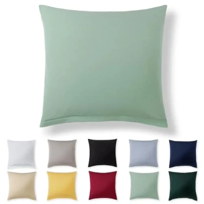 Imagen de Alreya Funda de Almohada 100% Algodón Jersey 80 x cm Verde Verano Cojín para Cama 80x80 sofá hipoalergénica