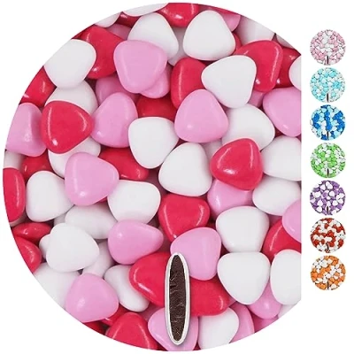 Imagen de EinsSein 1kg Corazones de Chocolate grageas boda bautizo Mezcla medio blanco rosa oscuro brilla corazon amor formas bombones confeti peladillas candy bar cumpleaños niños regalos Tradición