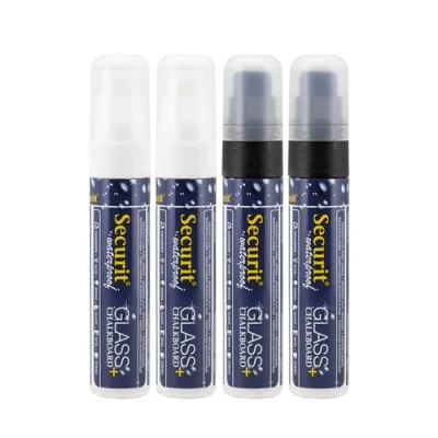 Imagen de Marcadores de tiza grandes impermeables Securit SMA820 V4 BW, juego 4, blanco y negro