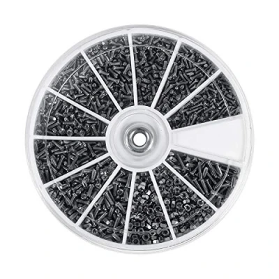 Imagen de Kit de surtido tuercas mini tornillos pequeños 600 piezas 12 tipos sujetadores surtidos M1 M1.2 M1.4 M1.6 para relojes Glassess