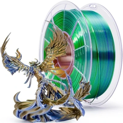 Imagen de ZIRO Seda Multicolor Filamento para Impresora 3D, PLA Rápido Cambio de Color Degradado, Precisión Dimensional +/ 0.03mm, Carrete 1kg/2.2lb, Oasis Dorado
