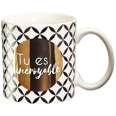 Imagen de DRAEGER PARIS 1886 La Carterie 76000677 tu es Incredible Taza Porcelana Negro/Oro 11,6 x 9,5 8,2 cm