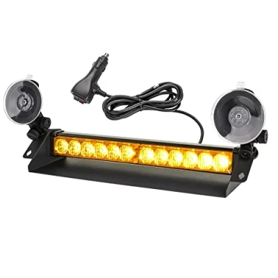 Imagen de ROUTEKING Luz LED de advertencia emergencia 14 pulgadas, 12 LED, 9 modos parpadeo, ventosas bloqueo ajustables mejoradas, lámpara parabrisas intermitente alta intensidad, mini barra