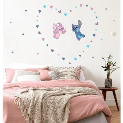 Imagen de Komar Graz Design Adhesivo decorativo para pared, diseño de Stitch in Love, tamaño 50 x 70 cm, multicolor