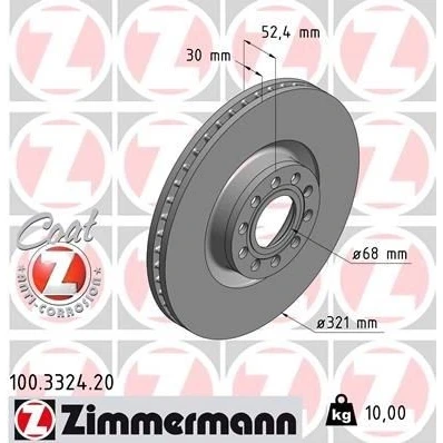 Imagen de ZIMMERMANN COAT Z 100.3324.20 Disco de freno 321 30 10/5 5 112 ventilación interna revestido altamente carbonizado AUDI: A6 C5 Avant, Berlina