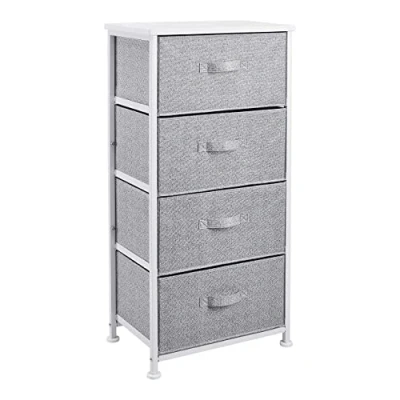 Imagen de Amazon Basics Unidad de almacenamiento, tela, con 4 cajones, para armario, blanco