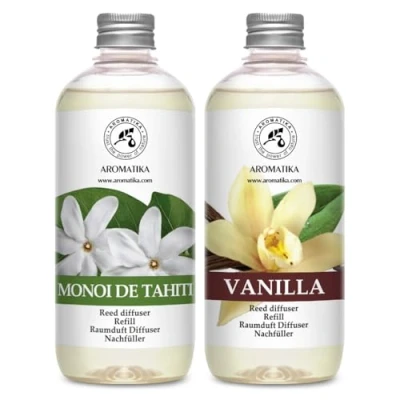 Imagen de Recarga para Difusores 2 x 500ml Monoi de Tahiti &amp; Vanille Recambios Aroma Carrizo Aromaterapia Fragancia Fresca y Duradera SPA Hogar Oficina Fitness Club