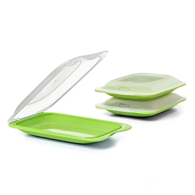 Imagen de TATAY Set de 3 Porta Embutidos y Alimentos Fresh MINI, Libre BPA, Reutilizables, Apilables, Apto Lavavajillas Microondas, Color Lima. Medidas 12 x 3,1 18 cm
