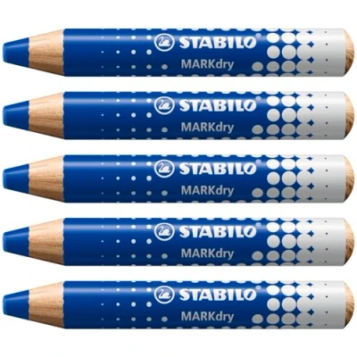 Imagen de STABILO Marcador para pizarra blanca y de papel MARKdry Caja con 5 unidades Color azul