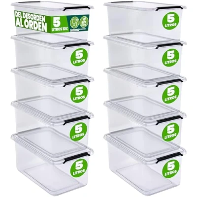 Imagen de Caja de almacenaje set 10 transparente 30x20x12cm 5L