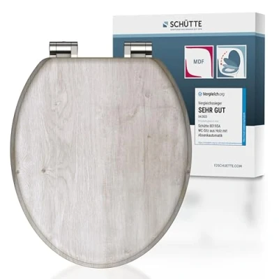 Imagen de SCHÜTTE Lightwood Asiento de inodoro con tapa descenso automático hecho núcleo madera diseño (carga máxima 150 kg), color