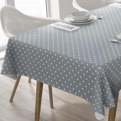 Imagen de Home Direct Mantel de Hule, Rectangular 140 x 180cm Estrellas, Gris Claro