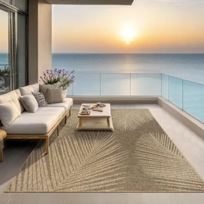 Imagen de the carpet Kansas Alfombra para Exterior e Interior con Aspecto de Yute Natural, Resistente a la Intemperie, Apta Patio y jardín, Crema, 240 x 340 cm