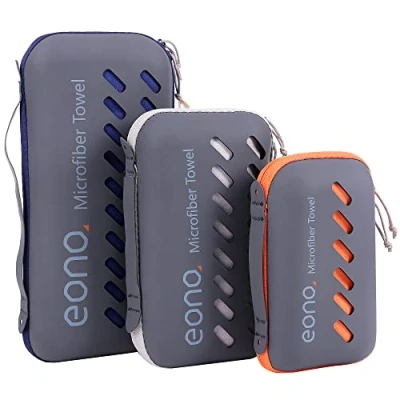 Imagen de Eono Toalla de Microfibra para Llevar al Gimnasio, a la Playa, Camping, Viaje, Natacion, o Vacaciones. Secado rápido, Superabsorbente, Ultracompacta