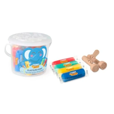 Imagen de Jovi Plastilina Baby, Color Rojo, Verde, Azul y Amarillo, 8 Pastillas + 3 Sellos (P371A)
