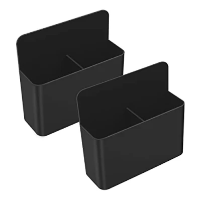 Imagen de MoKo Organizador de Escritorio Magnético, [2PZS] Portalápices Magnético Caja Almacenamiento para Bolígrafos Lápices Útiles Escolar, Soporte Marcador Oficina Nevera Cocina, Negro