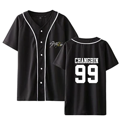 Imagen de Stray Kids Camiseta KPOP StrayKids Yellow Wood Verano Corta Blusa Changbin Hyunjin Felix Seungmin Jeongin Jisung Minho Woojin BangChan Manga Casual Béisbol Uniforme Tshirt