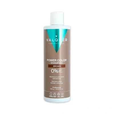 Imagen de Valquer Profesional Champú Power color cabellos teñidos. Vegano Y Sin Sulfatos (Cabello castaño). Potenciador cabello 400 ml.