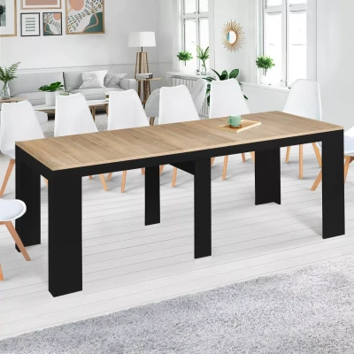 Imagen de IDMarket Mesa consola extensible Orlando 14 personas 300 cm madera negra y forma haya
