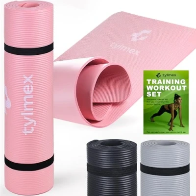 Imagen de Esterilla de Yoga Antideslizante 183x61 cm Colchoneta Gruesa para Pilates, Fitness y Entrenamiento Deporte Gimnasio Suelo Fácil Limpiar Ligera Rosa