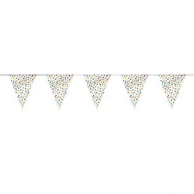 Imagen de Unique Party Guirnalda de Banderines 3,65 m Diseño Lunares Arco Iris (58268)