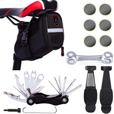 Imagen de Cozyroomy Bolsa sillín Kit Herramientas reparación Bicicletas con Herramienta Bicicleta multifunción y neumáticos Cadena