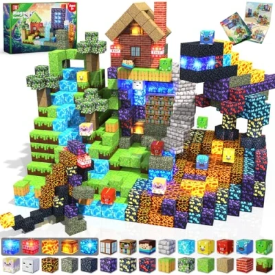 Imagen de Magneverse Bloques Magneticos Construccion Niños 150 Piezas Bosque de Dinosaurios Juego Construcciones Magneticas 3 a 9 Años Regalos Pascua Originales Juguetes Sensoriales Stem