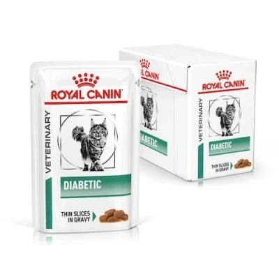 Imagen de Royal Canin Veterinary Diabetic 12 x 85 g Alimento completo dietético Para gatos regular el aporte de glucosa Con trocitos finos en salsa Alto contenido proteínas