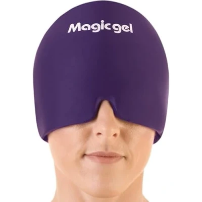 Imagen de Magic Gel Gorro Migraña de Diadema y Dolor Cabeza Frío Antifaz para Aliviar la Tensión en Ojos elástico oscuro fresco (Morado)