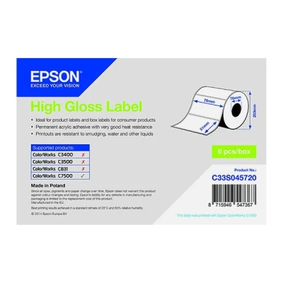 Imagen de Epson High Gloss Label Die cut Roll: 76 mm x 51 mm, 2310 etiquetas