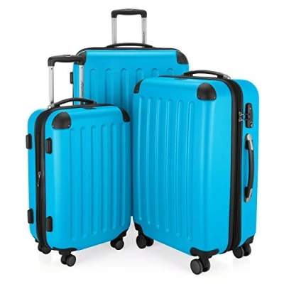 Imagen de HAUPTSTADTKOFFER Spree Juego de 3 Maletas rígidas, Trolley expandible, Equipaje Viaje, 4 Ruedas Dobles, TSA, (S,M y L), Azul Cian