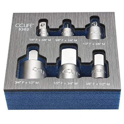 Imagen de CCLIFE Adaptadores para llaves de vaso Adaptador llave impacto,1/4 3/8 1/2 3/4 6pzas