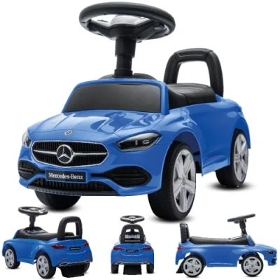Imagen de sun baby Coche de Empuje Mercedes C Class, para Niños a Partir 1 año, Volante con Audio, Asiento Respaldo, Espacio portaobjetos bajo el Asiento, protección antivuelco (Azul)