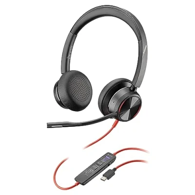 Imagen de Auricular Poly Blackwire 8225 de primer nivel con cable Cancelación activa ruido Estéreo alta fidelidad Se conecta a PC/Mac Certificado para Microsoft Teams