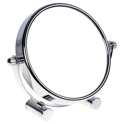 Imagen de HIMRY® Espejo de Baño 6&#039;&#039; Aumento 5x para Afeitar y Maquillar, Compacto Viajar, Mesa, con Doble Cara? 1x Ampliación, Rotación 360 Grados, 6 Pulgadas, Plateado, KXD3142