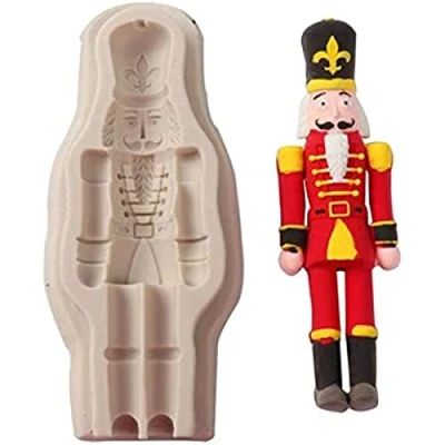 Imagen de 3D Molde de Silicona Cascanueces Soldado/Adorno magdalenas Navidad para decoración pasteles Fondant/moldes pasta Chocolate arcilla