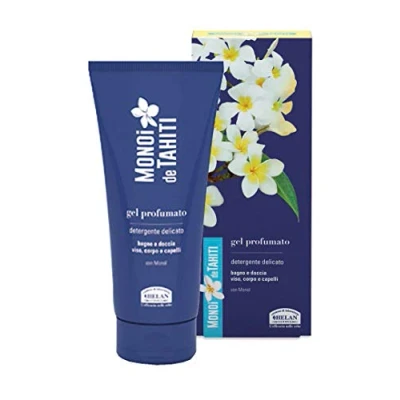 Imagen de Helan, Monoi de Tahiti, Gel Limpiador Facial, Ducha Mujer y Hombre, Baño Manos Delicado Champu sin Sulfatos ni Parabenos Detergente Perfumado contra Sal Arena 200 ml