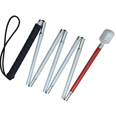Imagen de 130cm Aluminio Baston Blanco para Ciegos y Baja Vision Plegable, 7 Secciones