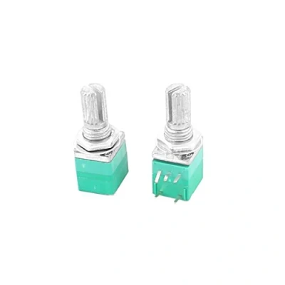 Imagen de sourcing map 2pcs Potenciómetro giratorio de interruptor en w con eje estriado B50K 50K ohm 6mm