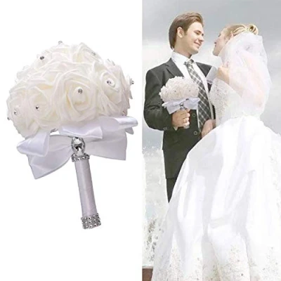 Imagen de Jzhen Ramo de Novia Artificial Blanco, Boda Flores