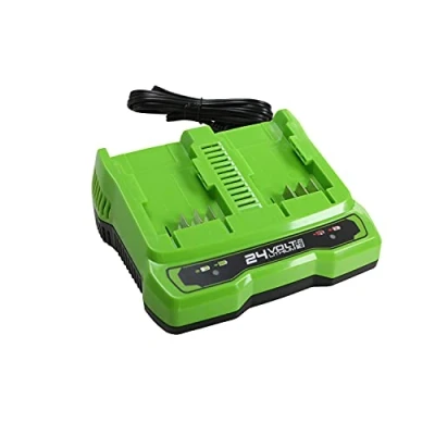Imagen de Greenworks Tools Batería de doble ranura Cargador universal G24X2C (Li Ion 24 V 48W salida adecuado para todas las baterías la serie Greenworks)