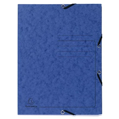 Imagen de Exacompta Ref. 55402E Cartón de 25 carpetas con elástico impreso, bolsillos 3 solapas, en tarjeta brillante 355 g/m2, dimensiones 24 x 32 cm, para documentos A4, color azul