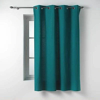 Imagen de Douceur d&#039;Intérieur Twily Cortina, con Ojales, 135 x 180 cm, Esmeralda, algodón y poliéster Reciclado
